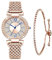CIVO Damenuhr Diamant und Armband Set - Roségold Damen Analog Quarz Uhr Strass Wasserdicht Armbanduhren Damen Edelstahl, Klassische Elegante Geschenke für Frauen Mädchen