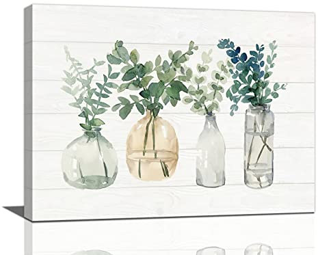 Botanical Bathroom Wall Art Plant Pictures Wall Decor Bottles And Plants Canvas Prints Farmhouse Floral Painting Artwork Home Decorations For Bathroom Kitchen Bedroom Living Room Framed 16x12