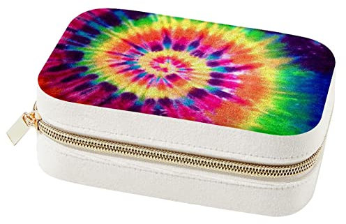 WOSHJIUK Schmuckschatulle Reise Schmuckschatulle,bunter Krawattenregenbogen,Schmuck Organizer Kleine Schmuckschatullen für Frauen