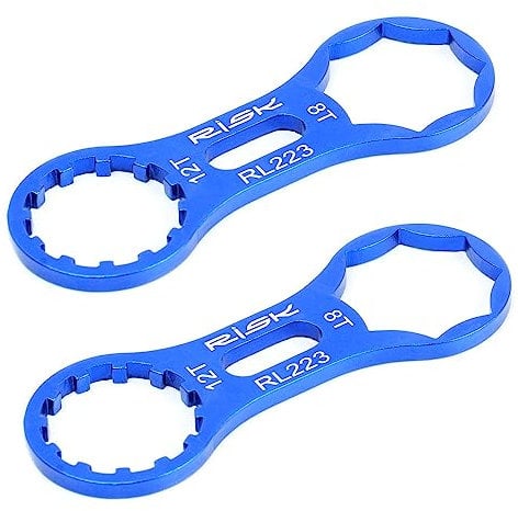 YAEOSNSI 2 Pcs Bicycle Front Fork Tool Bicycle Front Fork Cap Wrench Removal Tool Bike Fork Repair Tools Bicycle 8T 12T Repair Wrench for Mountain Bike Blue
