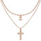 ZENI Dainty Cross Necklaces for Women, Rose Gold Plated Layered Chain Initial Z Pendant Choker Necklace, Cubic Zirconia Cross Christian Faith Jewelry Communion Baptism Gifts for Girls