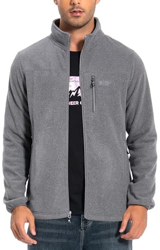 Pioneer Camp Herren Fleecejacke Full Zip Outdoor Polar Leicht Winddicht Jacke mit Reißverschluss Hellgrau L