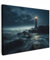 MuchoWow© Leinwand 80x60 cm Deko Schlafzimmer Aesthetic Leinwandbilder Wohnzimmer Gemälde Foto Geschenk Living Room Decoration Maritime - Leuchtturm - Meer - Nebel - Felsen - Maritim - Natur