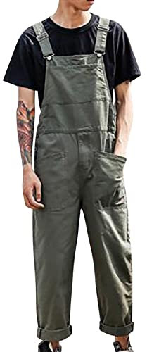 Salopette da uomo a gamba larga salopette in cotone tuta slim fit alla moda vestibilità rilassata tasche in cotone tuta leggera pantaloni cargo adulti Utility lavoro all'aperto tuta pantaloni tuta,
