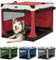 Petsfit Hundebox Faltbar für Zuhause - Verstellbarer Stoffbezug Mit Spiraleisenrohr, 3 Tür-Design für Große Hunde, Einfach zu Transportieren und Verstauen, XL, Rot