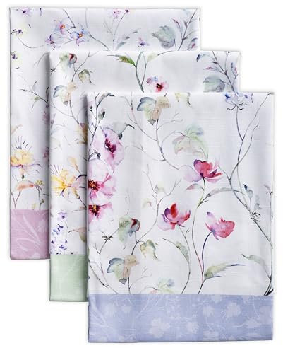 Maison d' Hermine Küchenhandtuch, 100% Baumwolle Set von 3, Ostern, schnelle chemische Reinigung, Geschirrtuch für Esszimmer, Hochzeit, Bankett, Summer Floral – Frühling/Sommer (50 cm x 70 cm)