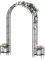 Arbuxzuy 102in Steel Garden Arch Arbor Trellis with Planter Boxes for Climbing Plants Outdoor, Yard, Wide Sturdy Durable Garden Arch for Lawn,Outdoor Wedding Arch(Black), JQF2669