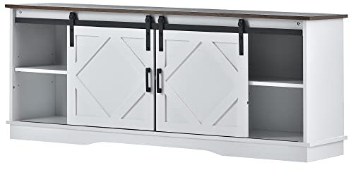 I0I&I0I Armario grande para TV en diseño moderno - Aparador con puertas correderas clásicas, estantes ajustables, 150 x 40 x 60 cm - Muebles de salón Centro de entretenimiento (blanco), I0I&I0I42037