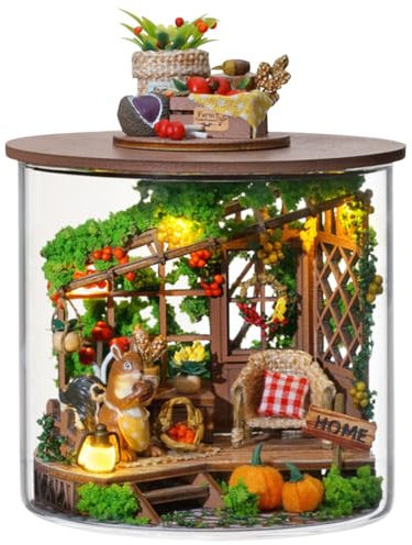 DIY Miniatur Haus Puppenhaus Kit,DIY Holz Traum Flasche Kit mit warmem Licht,Ostern Kaninchen Puppenhaus aus Holz,Bester Geburtstag Ostergeschenke für Frauen und Mädchen