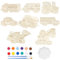 29 Stück Auto Bastelset Kit, Auto Holz Basteln Kindergeburtstag, Tier Bastelset Kit, Bastelset Tier für Kinder, Automobil Holz Bastelset mit 12 Farb 2 Stifte für DIY Kinder Malen Dekoration (A)