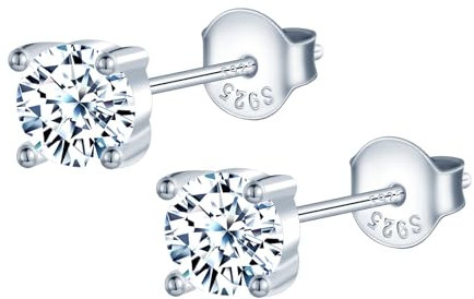 MOOFUN 6MM Zirkonia Ohrstecker Silber Damen Ohrringe Stecker 925 Silber Ohrring Erstohrstecker Ohrschmuck für Mama Freundin Mädchen Oma Schwester Frauen Geschenk Geburtstagsgeschenk