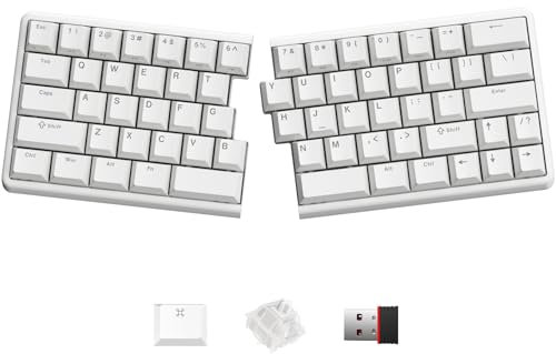 NocFree Wireless Ergonomic Split Mechanical Keyboard - Linear, Hot-Swappable, Compact 60% Layout, Programmable for Mac & Windows, PBT Keycaps(Standard Version)