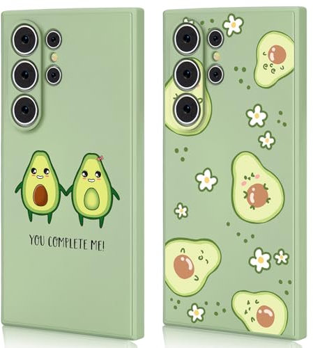 Ciciber Ttusy 2 Stück Hülle für Samsung Galaxy S24 Ultra Handyhülle Silikon mit Muster Avocado Matte Case Stoßfest Dünn Ästhetik Frauen Mädchen Weich TPU Schutzhülle Tasche für Samsung S24 Ultra