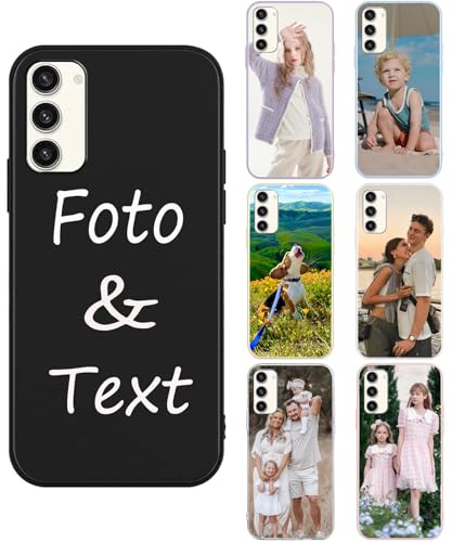 Personalisierte Handyhülle kompatibel mit Samsung Galaxy A35 5G Custom Silikon Case in Farbe,zum selbst gestalten mit eigenem Foto Bild Text individuelle,schwarz