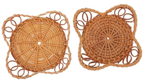 ULDIGI 2stücke Rattan-Web-kerzenmatten Gewebtes Kerzenpad Desktop-kerzenhaltermatte Kerzenmatte