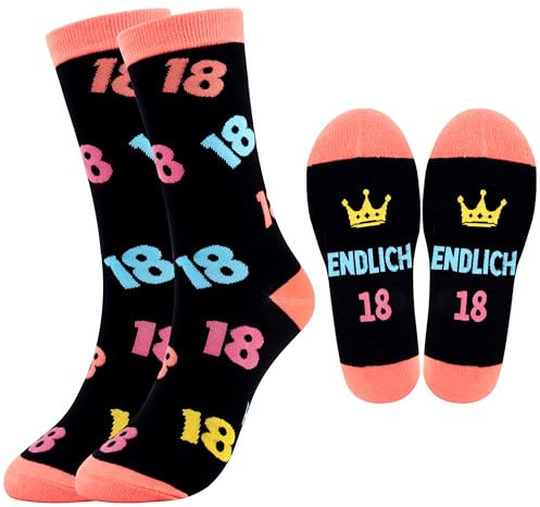 Belloxis 18. Geburtstag Mädchen 18 Geburtstag Geschenk Socken Damen 39-42 Geschenke für Schwester Beste Freundin Geschenke zum 18 Geburtstag Mädchen