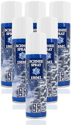 Stephans Möbelbörse 6X Kunstschnee - Spraydose mit Dekoschnee - Schneespray zum Dekorieren zu Weihnachten - Sprühschnee Snowspray Fensterspray Schnee Spray Deko Schnee (06 Stück - 150ml/Schnee)