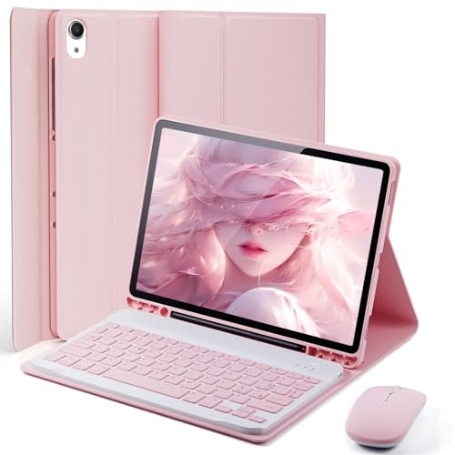MicroTunk Per iPad A16 11/10 Generazioner Cover con Italiano Tastiera (QWERTY) - 10.9/11 Pollici iPad 10a 2022 / 11a 2025 Keyboard Bluetooth Mouse Coperchio Protettivo con Scanalatura Portapenna Case