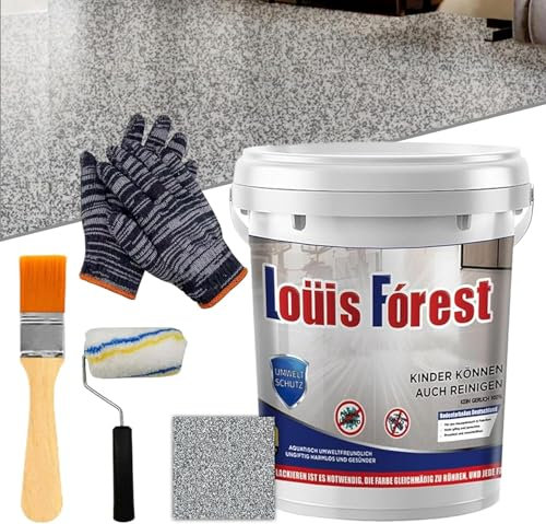 Louis Forest Peinture de sol époxy Resine Sol Exterieur, revêtement de sol époxy effet marbre brillant, imperméable et antidérapant, sûr et respectueux de l'environnement (gris foncé)