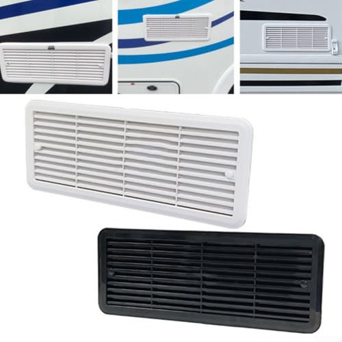 Fridge Vent Mounting Grille, For Campervans And Motorhomes, For Thetford, 483Mm X 186Mm, 62445480, ABS Air Vent Cover, Louvred Ventilation, UV Protection, Replacement Part, Universal Fit (White)