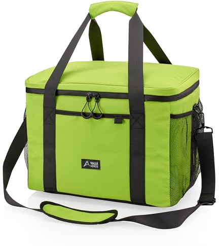 Valle Verde Multifunktionale Kühltasche 20L – Kühlbox mit 4-lagiger Isolierung, Auslaufsicher, mit Seitentaschen & Flaschenöffner – Ideal für Einkäufe, Picknicks & Ausflüge 33 x 20 x 25cm