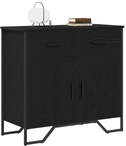 vidaXL Sideboard Black oak 79.5 x 35.5 x 74.5 cm Engineered wood, Modern Sideboard, Rectangular Cabinet, Ample Storage, Elegant Design, Contemporary Furniture for Dining Room, Functional Unit