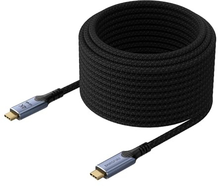 BAWIOFIAU Cable de Video USB C 4K,Carga rápida PD de 100 W, Transferencia de Datos de 20 Gbps, Cable USB-C de Silicona sin enredos Tipo C compatible con Thunderbolt 4/3,cabo usb c to usb c 6M.