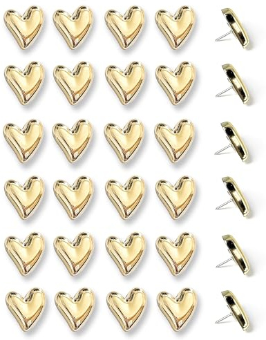30 Stück Herz-Reißzwecken Gold, Süße Dekorative Reißnägel für Pinnwand, Korktafel, Fotos & Poster, Goldene Herz Push Pins Metall, Niedliche Pinnadeln für Büro, Schule & Zuhause, Basteln & DIY Deko