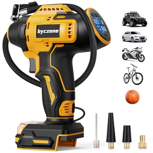 Tyre Inflator Compatible with Dewalt 18V Battery, 160 PSI Cordless Air Compressor with LCD Digital Pressure Gauge, Auto-Shut Off & Fast Inflation, Tire Inflator for Car, Bike, Sport Ball (Tool Only)