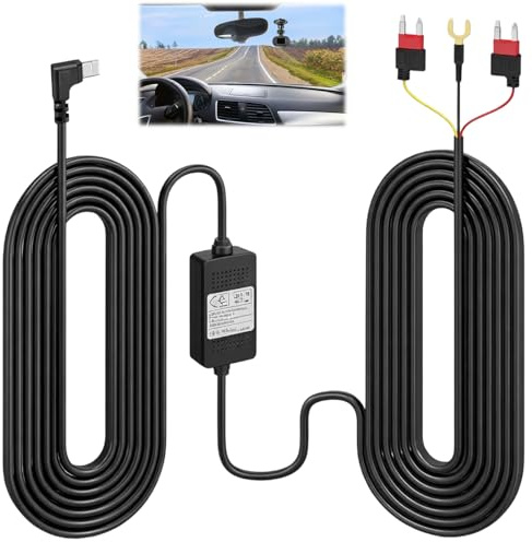 Ebksqs Kit Hardwire di tipo C per dashcam, 12 V-24 V a 5 V 3 A, modalità parcheggio con protezione sottotensione, compatibile con dashcams GKU D700 D600 Pro, cavo da 3,2 m