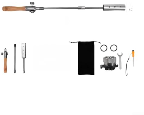 NexRen Chalumeau pliable à longueur réglable en acier inoxydable pour cuisine en plein air, cheminée et campfir (trois étapes – argenté)