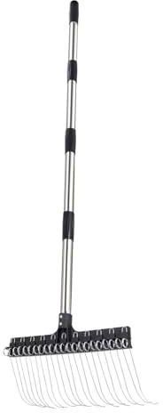 Premium Gartenrechen mit verstellbarem Teleskopstiel (98–160 cm) – Ergonomischer Rasenrechen aus Edelstahl & Federstahl – Stabiler Laubrechen & Laubbesen für Blätter, Moos, Rasenfilz und Hofpflege