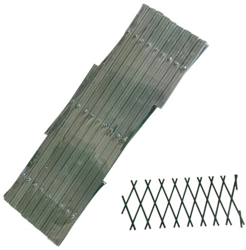 BEAZOOM Expandable PVC Garden Trellis 18m x 30cm, Adjustable for Plastic Plant Support Fence Climbing Roses Vines Clematis, Green Wall Decor