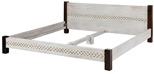 Kolonialmöbel Mango massiv Holz Bett 180x200 Akazie Massivmöbel massiv Holz Castle-Antike #401