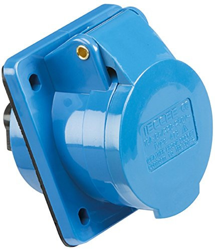 Knightsbridge FLB15 240V IP44 16A Angled Panel Mount Socket 2P+E, 240 V, Blue