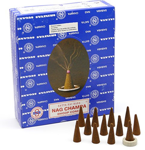 Conos de incienso Satya Sai Baba Nag Champa, paquete de 48., 12 boites