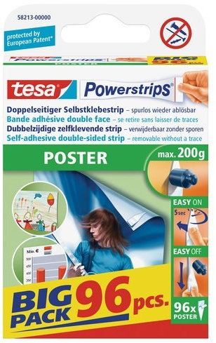 Tesa Spar-Set 4x: 58213-00000-03 Powerstrips® Poster Big Pack WEISS