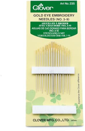 Clover Gold Eye Embroidery Needles Size 3-9 Nähnadel, Legierter Stahl, Mehrfarbig, Each, 16