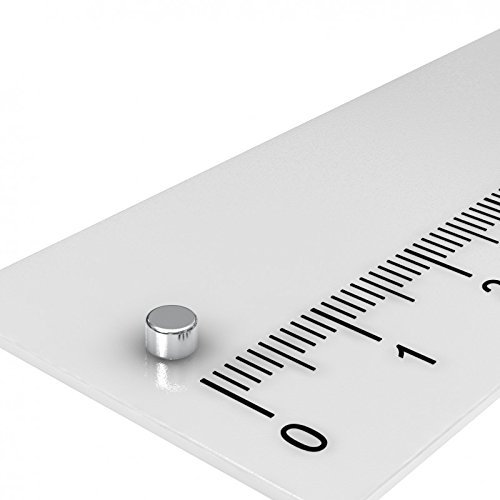 100 x Neodym Scheiben Magnet, 3 x 2 mm, Grade N48, vernickelt, Supermagnete