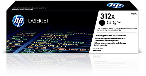 HP 312X (CF380X) Schwarz Original Toner mit hoher Reichweite für HP Color Laserjet Pro MFP M476, XL Einzelpack