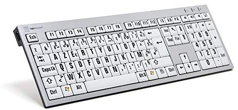 LogicKeyboard LKB-LPRNTBW-AJPU-FR Tastatur, XL-Print Slim Alu on (PC) Silber/Weiß/Schwarz