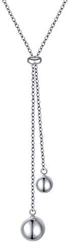 Flyow Muttertagsgeschenk Lange Kette Schmuck S925 Sterling Silber Lariat Verstellbar Y Halskette mit Anhänger für Frauen und Mädchen (Ball)