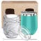 Vacuum Insulated Stemless Wine Tumbler - THILY T1 Triple-Insulated Stainless Steel Wine Glasses Travel Cup with Lid and Straw, 12 oz, Keep Cold & Hot for Drinks, Coffee, 2 Pack(Teal + Marble)