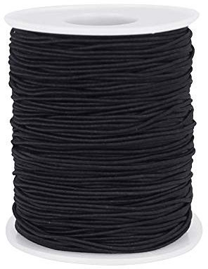 LYTIVAGEN 100m Cordón Elástico, Cuerda Elástica con 1mm de Diamétro para la Fabricación de Joyas, Hilo Elástico para Hacer Manualidades, DIY, Pulsera, Collar, Abalorios (Negro)
