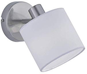 meineWunschleuchte Wandstrahler Silber mit schwenkbarem Stoffschirm Weiß