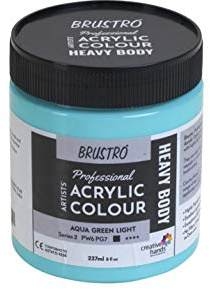 BRUSTRO Pintura acrílica de cuerpo pesado para artistas profesionales, 237 ml, luz verde aguamarina (Sr 2), ideal para técnicas de pintura en lienzo, impasto y texturizada, efectos dimensionales