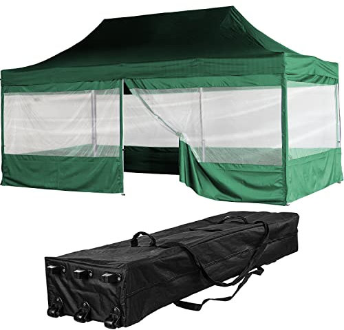 INSTENT Alu-Pavillon 3 x 6 m Pro 4 Seitenteile wasserdicht UV-Schutz 50+, grün