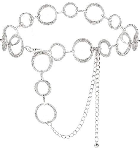 YooAi O-Ring Kettengürtel Taille Gürtel Glieder Für Frauen Metall Link Kette Geschenk Silber 105cm