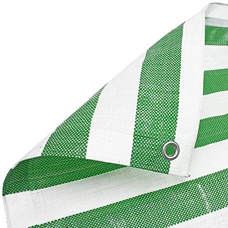 Heavy Duty Striped Market STALL Cover Tarpaulin. Waterproof - Canopy, Awning. (9m x 14m (30ftx45ft), Green and White)