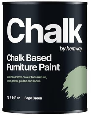 Hemway - Chalk Based Furniture Paint - Sage Green 1 L | Chalky Matt Shabby Chic Finish for Interior & Exterior Home Decor | Quick Dry & All-in-one